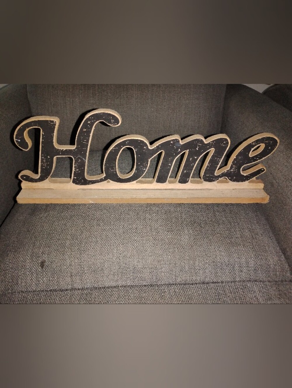Rustic Black and Cream "Home" Wood Mantel Sign - Unbranded